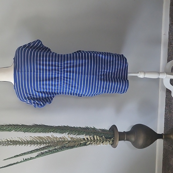 Rafaella Blue and White Striped Dress with Adjustable Waist - Picture 3 of 15